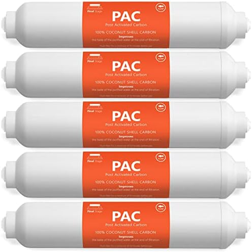 EXPRESS WATER – 5 Pack Post Activated Carbon Water Filter Replacement – 5 Micron – 10 Inch – Under Sink and Reverse Osmosis System
