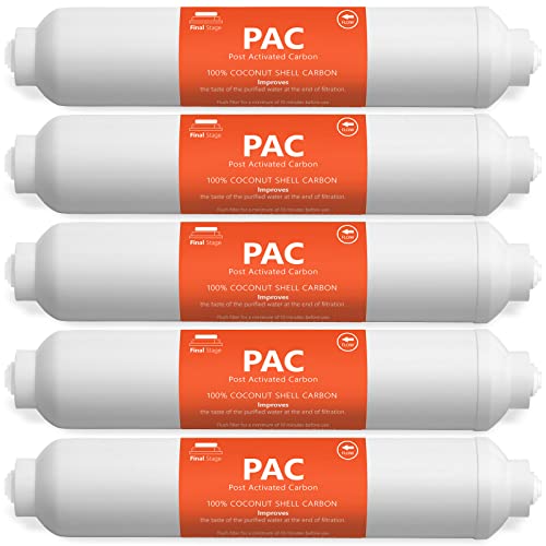Express Water – 5 Pack Post Activated Carbon Water Filter Replacement – 5 Micron – 10 Inch – Under Sink And Reverse Osmosis System #TOP19