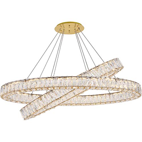 Elegant Lighting Indoor Modern Home Decorative Bright Monroe Integrated Led Light Gold Chandelier Clear Royal Cut Crystal #TOP2