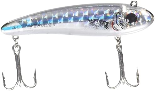 Bomber Lures Mullet Slow-Sinking Twitch, Walking Saltwater Fishing Lure, Excellent for Speckled Trout, Redfish, Stripers and More, 3 1/2", 5/8 oz, Silver Mullet