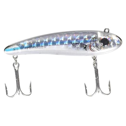 Bomber Lures Mullet Slow-Sinking Twitch, Walking Saltwater Fishing Lure, Excellent for Speckled Trout, Redfish, Stripers and More, 3 1/2", 5/8 oz, Silver Mullet