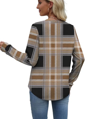 Image of WIHOLL Sweatshirt for Women Crewneck Long Sleeve Shirts Curved Hem Lightweight Sweaters Fall Clothes 2025
