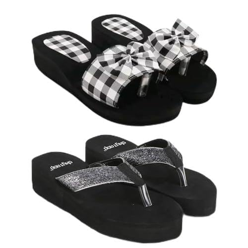 Women Black EVA Slippers Flipflop Combo of 2-image-16