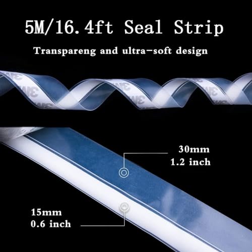 Image of Window Sealing Strip,Self Adhesive Weather Stripping,5M /16ft Weather Stripping,Door Seal Strip for Gaps of House, Glass Shower, Window and Door, Weatherproof Soundproof
