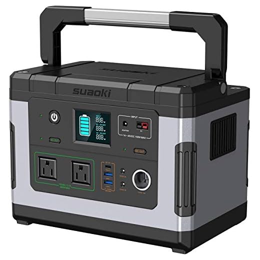 SUAOKI G500 Portable Power Station 500Wh Solar Generator Quiet Lithium Rechargeable Power Supply with 300W AC Inverter, 12V DC, 12V Car, USB/Type-C Quick Charge Port for Emergency Camping CPAP Outdoor