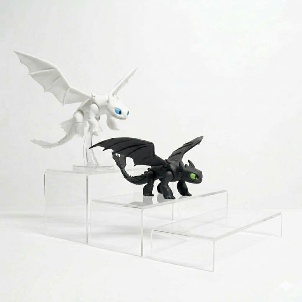 Toothless Night Fury Mini Dragon Toy | Collectible Action Figure for Kids | Black White Brown Flying Dragon Toy for Fans & Collectors (2, Black and White)-image-33