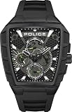 Police Tough Gear Black Dial Black Silicone Strap Chronograph Watch