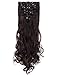 LELINTA 7Pcs 16 Clips 24 Inch Wavy Curly Full Head Clip in on Double Weft Hair Extensions Medium Brown