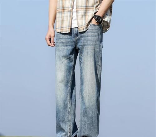 Mens Jeans Casual Loose Fit Stretch Straight Baggy Denim Trousers Comfortable Daily Fashion Pants4