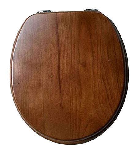 Gjrff Asiento de Inodoro de Madera sólida del Inodoro Tapa con WC Bisagra Ajustable del Lanzamiento rápido Superior Fija la Cubierta de Asiento de baño Espesado Tapa for Forma V/T/S Universal WC