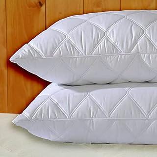 Pillows 2 Pack Hotel Quality with Quilted Cover- Premium Filled Pillows for Stomach | Back and Side Sleeper Pillow | Down Alternative Bed Pillow-Soft Hollow-Fiber Hotel Pillows
