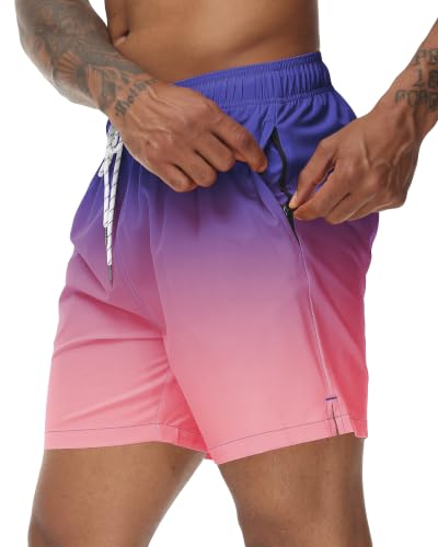 Image of Tyhengta Men's Swim Trunks Quick Dry Beach Shorts with Zipper Pockets and Mesh Lining