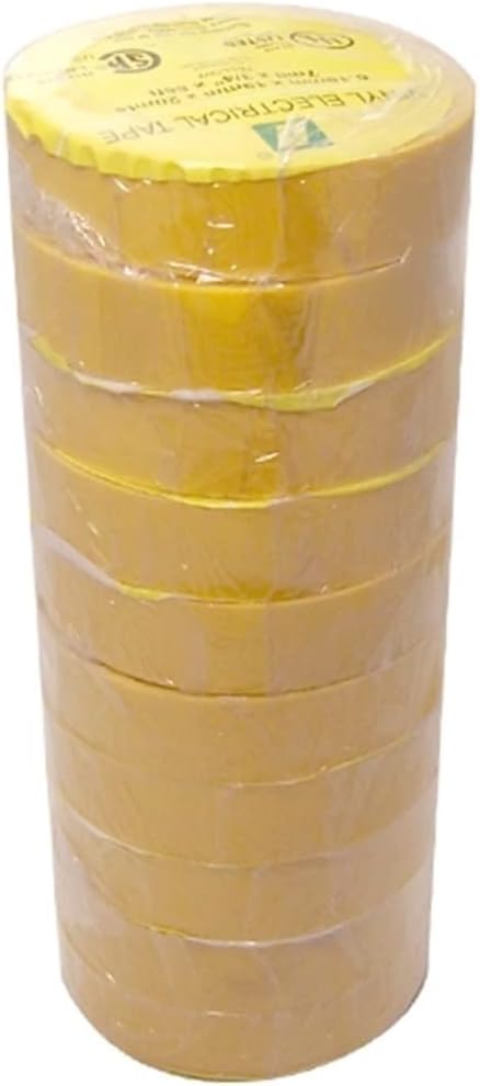 Electrical Tape 3/4 x 66' UL/CSA 10 roll pack several colors., Yellow