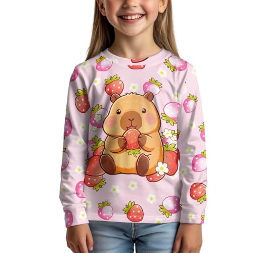 Image of WELLFLYHOM Long Sleeve T-Shirt for Boys Girls 3-16 Years Old Tee Tops Crewneck Pullover Shirts Fall Outfits