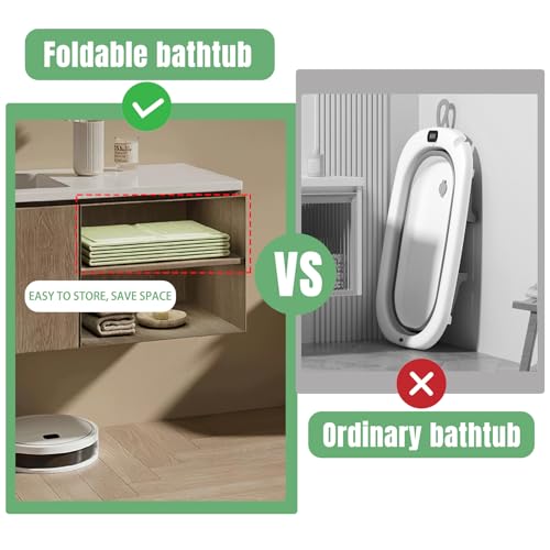 Faltbare Badewanne für Kinder, Tragbare Badewanne, Große Kleinkindbadewanne, Tragbares Duschbecken, Badewanne Kinder für 0-8 Jahre, Integrierte Badewanne mit Ablassschraube (Grün)
