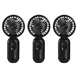 VanSmaGo Portable Mini 3-pack Handheld Personal Small Fan with 3-speed for Travel, USB Rechargeable Battery Operated Eyelash Fan, Black
