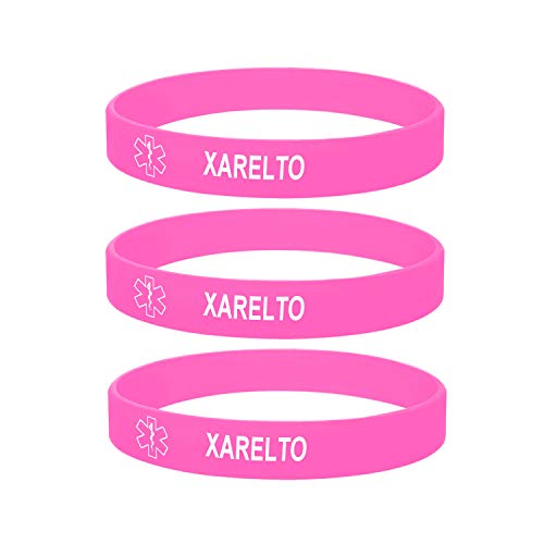 ZDBDH 3 Pack-XARELTO Bracelet for Men Women Medical Safe SOS Jewelry 100% Silicone Rubber Wristbands for Adult Ki d,Outdoor Sport Health Safet Warning ID Bracelet,7.48