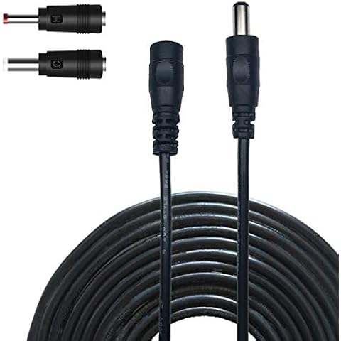 Liwinting 2m/6.56ft DC Extension Cable 2.1mm x 5.5mm Male to Female Connector, DC Power Cord Extension Cable for Power Adapter, 12V CCTV Wireless IP Camera, Monitors, with 2pcs DC converter - Black Cover