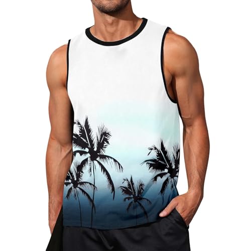 Gilet Homme sans Manche - Gilet Imprimé Homme Respirant Debardeur Coupe Ample Décontracté Debardeur Col Rond Confortable Haut De Plage Haut Sport Legere Vetement Chic