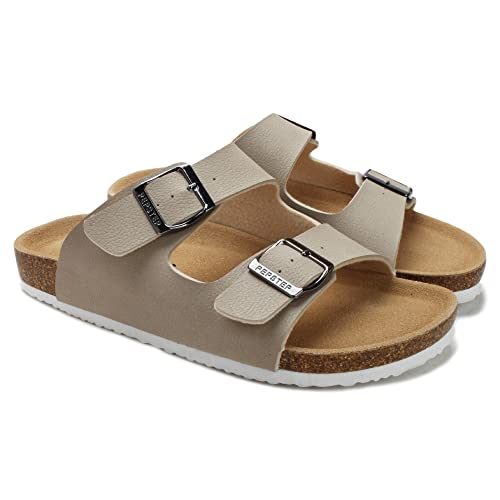 Pepstep Slide Sandals For Women With Soft Cork Footbed And Strap, Ladies Fashion Platform Slide Sandals Comfortable Slip On Style(7, S04Nude) #TOP1