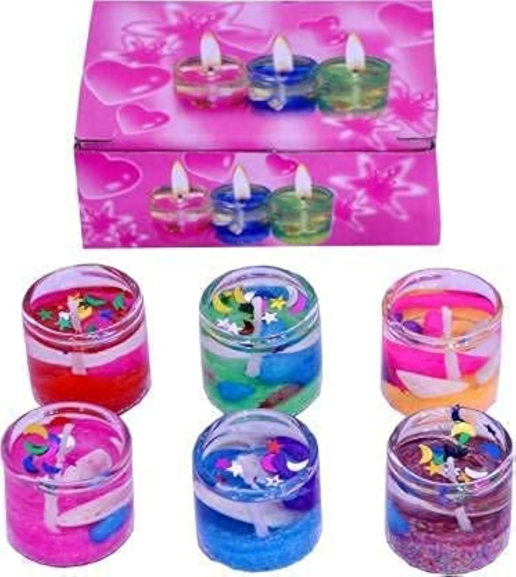 Small Multicolour Decorated Mini Glass Jelly Gel Candles