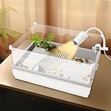 AZV Turtle Tank Kit, 19.5×12.2×10.2 Inch Turtle Terrarium Tortoise Enclosure Starter Cage with Water Pump Filter, UV Lamp, Bottom Drainage, Multi Function Area for Small Reptile Hermit Crab Crayfish