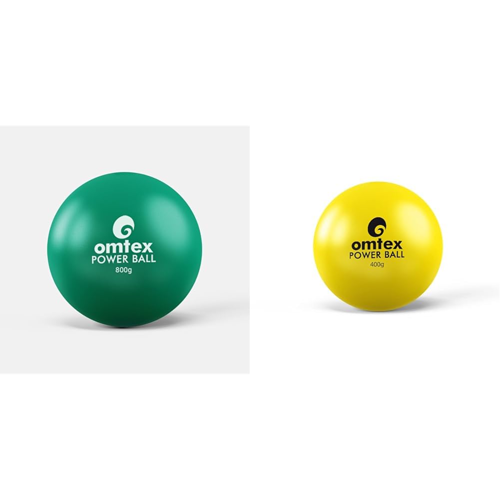 omtex Practice Elite | Green Ball (Training Level) + Yellow Ball (400g, Beginners) | Premium Rubber | Strength Building | for Youth Athletes | Multi-Color Certified