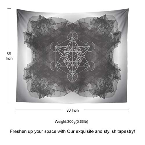 Summor Tapestry Cube Flower Life Wire Frame Mesh Abstract With Lines And Dots Sacred Dot Hanging Tapestries 60 X 80 Inch Wall Hanging Decor For Bedroom Livingroom Dorm #TOP4