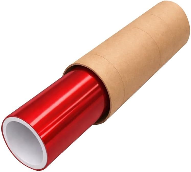 Gloss Chrome Metallic Car Vinyl Wrap Sticker Sheet Film Air Release (Red, 1ft x 5ft)