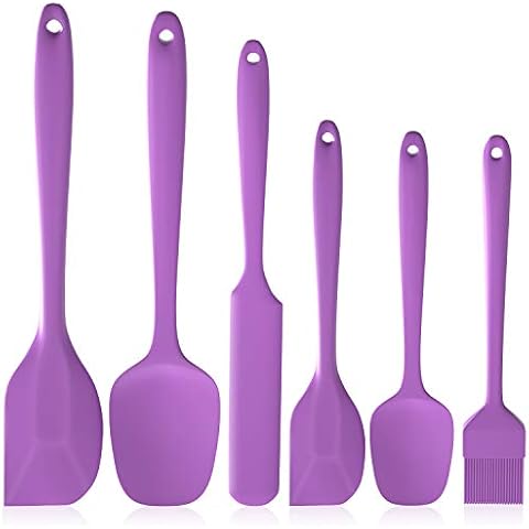 Silicone Kitchen Spatulas Set 6 Pcs, Premium Non-Stick Heat Resistant Silicone Kitchen Utensile Cooking Set for Cooking, Baking and Mixing (purple) Cover