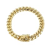 Mens Bracelet Cuban Link Chain 18k Gold Plated Bracelet Solid Diamond-Cut Chain Miami Cuban Chain Go