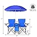 Goplus Double Camping Chair with Umbrella, Folding Loveseat Chairs w/Canopy Shade, Carrying Bag, Table, Cup Holder, Portable Beach Chairs Outdoor Picnic Patio (Blue)