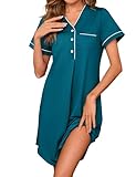 Chemise de Nuit avec Ouverture Frontale et Manches : La patte de boutonnage semi-ouverte facilite l’enfilage et le retrait, tout en créant de légers plis naturels au niveau du col qui donnent une allure décontractée et évitent la monotonie.