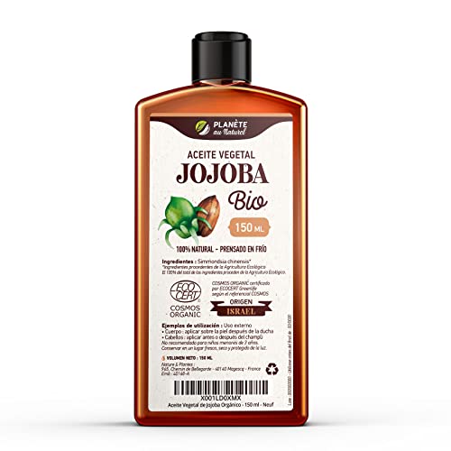 Aceite Vegetal de Jojoba Orgánico 150 ml - 100% Puro, Natural y Prensado en Frío