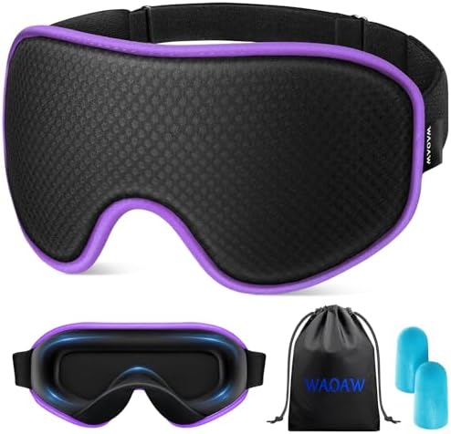 WAOAW Sleep Mask for Men Women: Blackout Eye Masks for Sleep - 3D Breathable Soft Comfortable Eye Mask for Travel - Adjustable Light Blocking Night Masks for Sleeping
