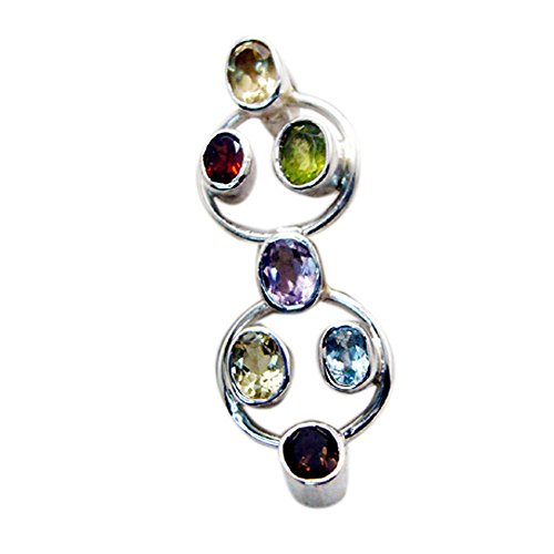 Pendentif multi gemstone argent 925 pour sublimer vos tenues - 2