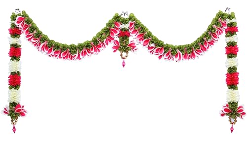 Image of Daedal crafters Champa Door Set Toran for Main Door Entrance, Reusable Thoran for Mandir & Living Room Decor, Bandarwal for Festival Decoration, Flower Hanging for Home Decor (42x18 inch)