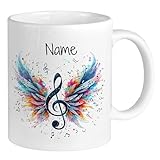 GRAZDesign Tasse Noten mit Namen personalisiert - Geschenke für Musikliebhaber Keramik Becher 330ml