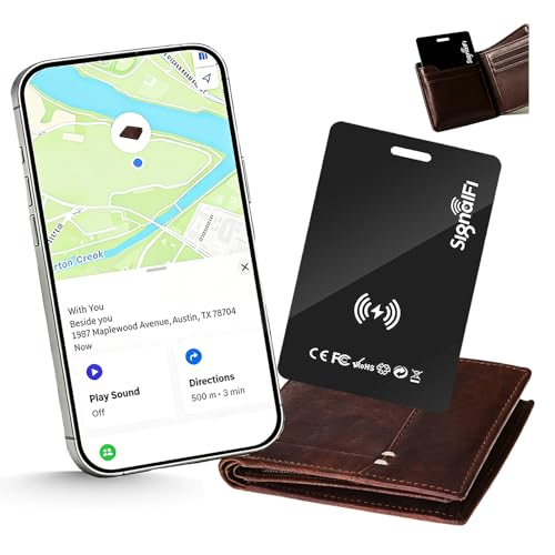 Wallet Tracker Card,MFi Certified Smart Tracker Compatible with iOS-Find My App,Ultra Slim 0.07in,IP68 Waterproof,Supports Wireless chargingTracker Card for Wallets,Luggage and Pets(iOS only)