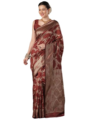 Image of AKHILAM Women's Kanjivaram Woven Soft Silk Saree With Blouse Piece