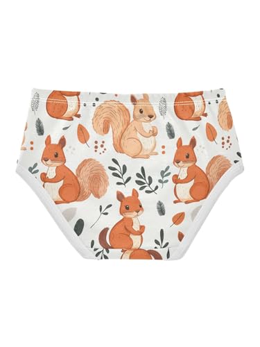 ZZKKO Orange Little Squirrel and Fall Leaf Girls Underwear Toddler Panties for Girls Comfort Brief Size 2-8T2