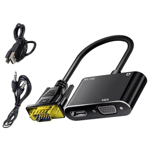 VGA ����f�W�^�� �r�f�I �R���o�[�^�[�A3.5 mm �T�E���h �|�[�g�t���A�N���A�ȃr�f�I�ƃT�E���h�̓`���������v���W�F�N�^�[�p VGA �A�_�v�^�[