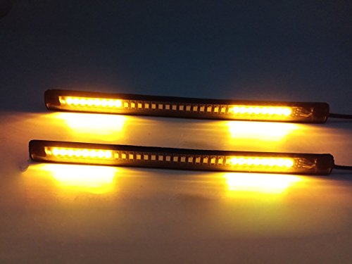 Taswk 2Pcs Strobe Universal Flexible Led Daytime Running Lights Strip Turn Signals For Cars Trucks Vehecle (Red And Yellow) #TOP4