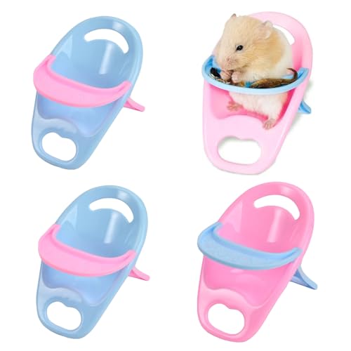 SquEqu 4 Pack Hamster Booster Seat Feeding Seat with Tray Guinea Pig Dining Chair Table Tray for Hamster Cage Small Animal Pet Habitat Decor Mice Rat Rodents Hamsters Gerbils
