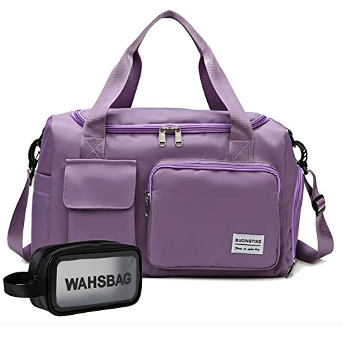 Small Gym Bag For Women, Waterproof Travel Duffle Bag Carry On Weekender Bag With Shoe Compartment & Wet Pocket, Gym Tote Bag For Travel, Workout, Sport #TOP5