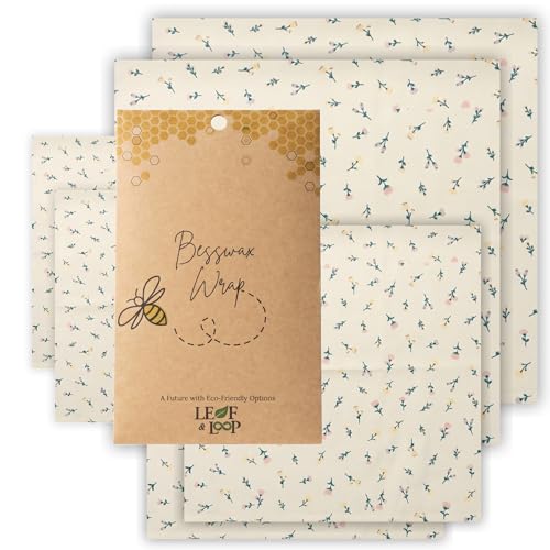 Leaf & Loop Beeswax Food Wraps for Eco-Friendly Food Storage - Set of 6