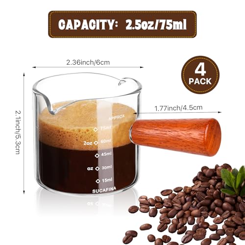 4 Vasos Espresso con Asa de Madera 75 ml miniatura 3
