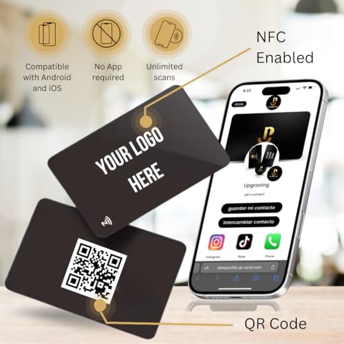 Upgraving Customizable Metal Digital Business Card for Networking - NFC Digital Business Card with QR Code - Tap to Share Technology - No App or Subscription Required (Black) - Thumbnail 2