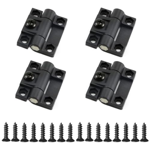 QLXHBOT Adjustable Torque Hinge 43mmx36mm Black Plastic 4 Countersunk Holes Adjustable Position Control Hinges Door Hinges 4Pcs,Screws 16Pcs