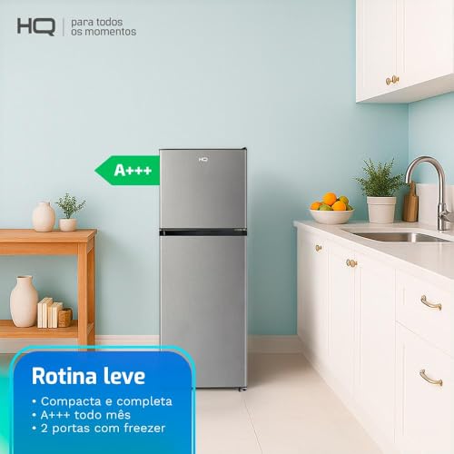 Geladeira Refrigerador Compacto HQ Defrost 150 Litros Preto e Prata HQ-150RDF (220V)